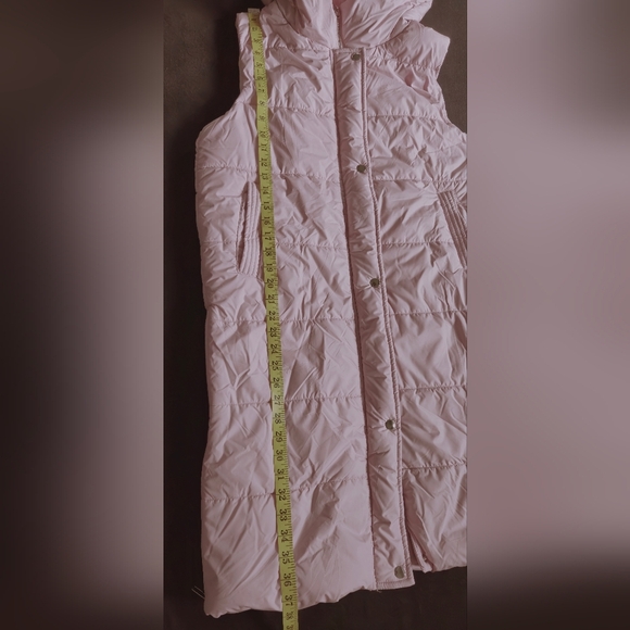 Leani Women's Light/Blush Pink Hooded Puffer Coat/Long Vest - Size Medium - Picture 9 of 12